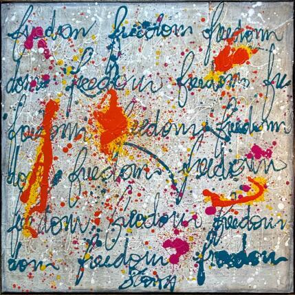 Gemälde FREEDOM von Costa Sophie | Gemälde Pop-Art Acryl, Collage, Upcycling