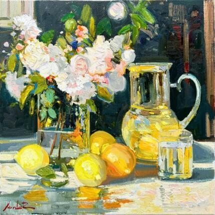 Peinture Citrons et Roses par Xanlar | Tableau Impressionnisme Huile