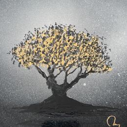 Painting Mon olivier by Rey Julien | Painting Figurative Gold leaf