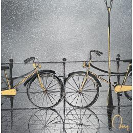 Painting Meeting by Rey Julien | Painting Figurative Gold leaf