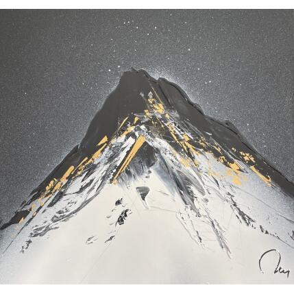 Painting Black sky by Rey Julien | Painting Figurative Gold leaf