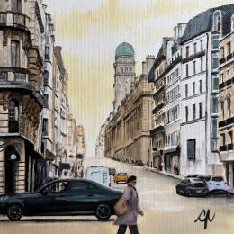 Peinture Rue Saint-Jacques par Poulain Clément | Tableau Figuratif Huile Architecture, Scènes de vie, Urbain