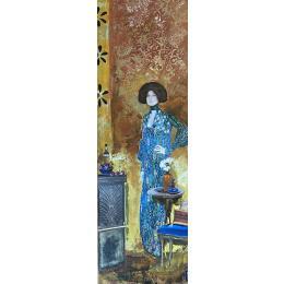 Painting Blue Yasmine by Romanelli Karine | Painting Figurative Acrylic, Gluing