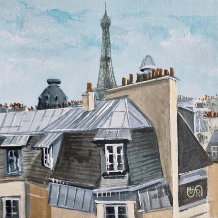 Gemälde City rooftops von Rasa | Gemälde Figurativ Acryl Urban