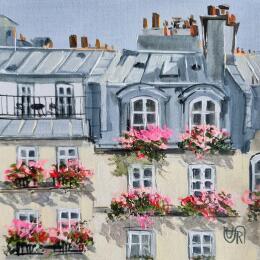 Pintura  A new day in paris por Rasa | Pintura Figurativo Acrílico Urbano