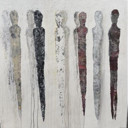 Peinture L'ombre Della Sera par Rocco Sophie | Tableau Art Singulier Acrylique, Collage, Sable