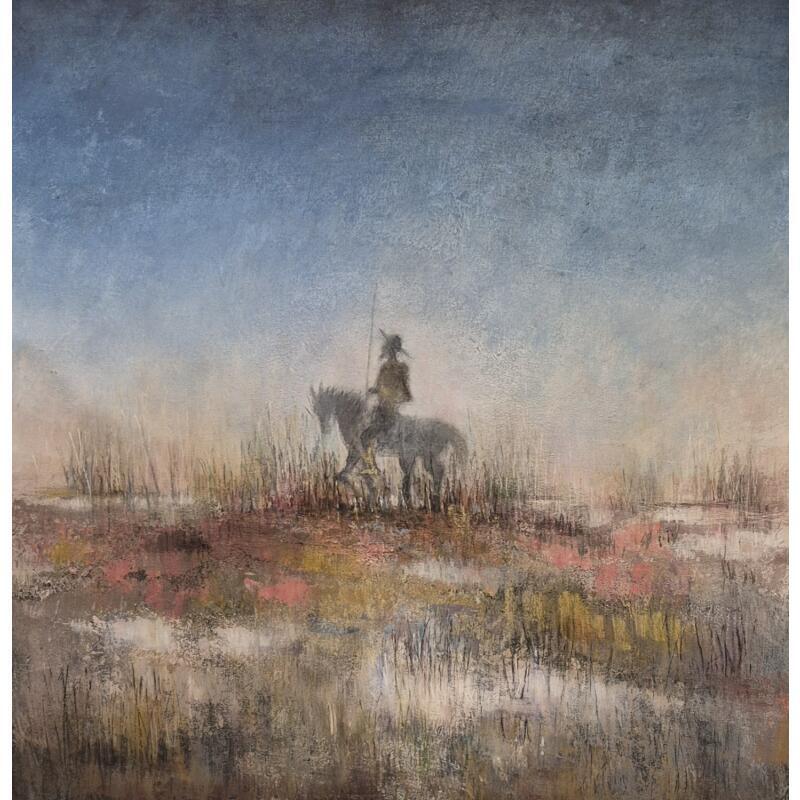 Painting Don Quichotte by Rocco Sophie | Painting Raw art Acrylic Gluing Sand