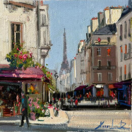 Gemälde A Street in Paris  von Xanlar | Gemälde