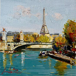 Pintura Parisian Bridge View  por Xanlar | Pintura