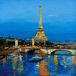 Pintura Blue Hour in Paris  por Xanlar | Pintura