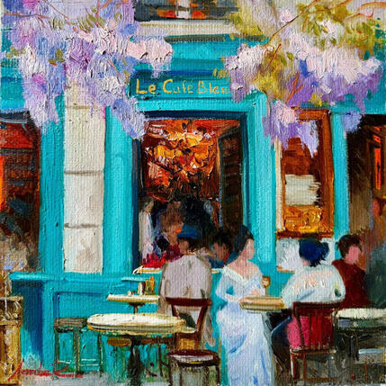 Painting Le Café Bleu  by Xanlar | Painting