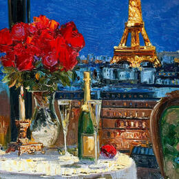 Pintura Champagne Evening in Paris  por Xanlar | Pintura