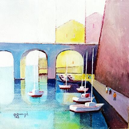 Painting AR127 LE PONT DU VALLON  by Burgi Roger | Painting Figurative Acrylic Landscapes, Marine, Urban