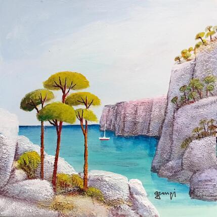 Painting AR154 CALANQUE AUXTROIS PINS  by Burgi Roger | Painting Figurative Acrylic Landscapes, Marine