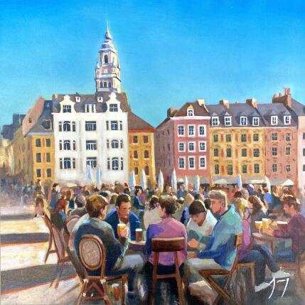 Painting Les heures heureuses by Jung François | Painting Figurative Oil Life style, Urban