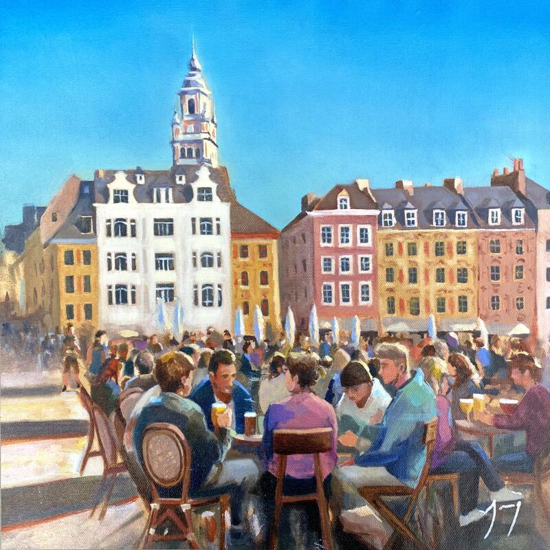 Painting Les heures heureuses by Jung François | Painting Figurative Urban Life style Oil