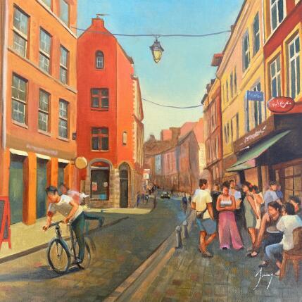 Painting Vendredi Soir by Jung François | Painting Figurative Oil Life style, Urban