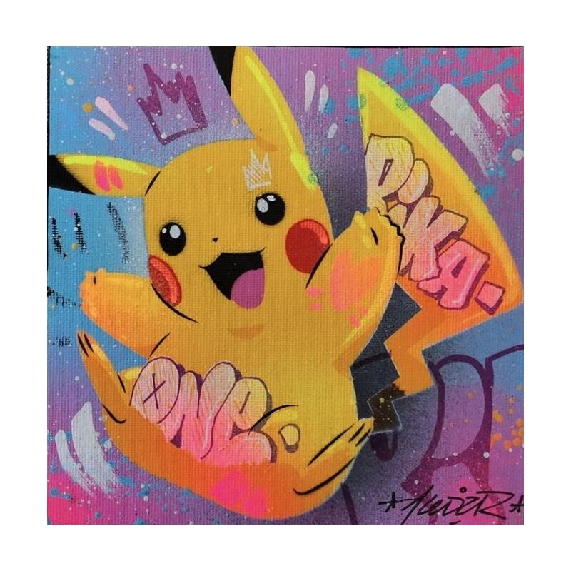 Painting Pika by Lemoine Mael | Painting Pop-art Pop icons Graffiti Acrylic