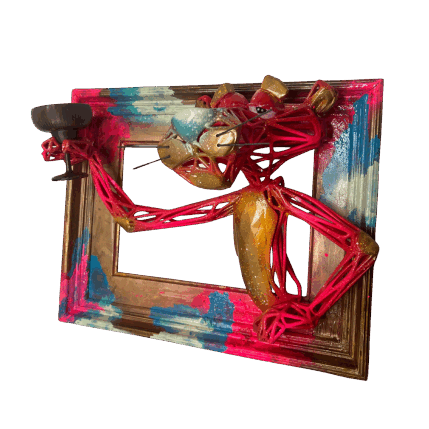Sculpture PANTHERE ROSE TCHIN ! ROSE DE ROSE by Shenoda | Sculpture Pop-art Graffiti, Resin