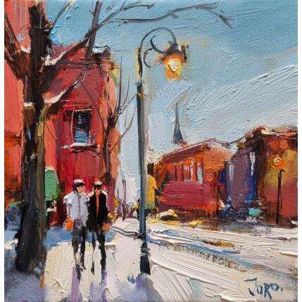 Peinture Snowy Afternoon par Joro | Tableau Figuratif Huile Urbain
