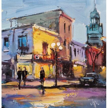 Peinture Depanneur Around the Church par Joro | Tableau Figuratif Huile Urbain