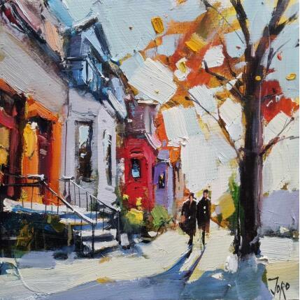 Peinture Winter Walk par Joro | Tableau Figuratif Huile Urbain