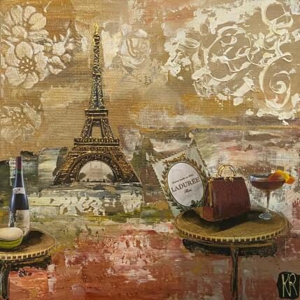 Painting Le Paris des filles by Romanelli Karine | Painting Figurative Acrylic, Gluing Life style, Urban