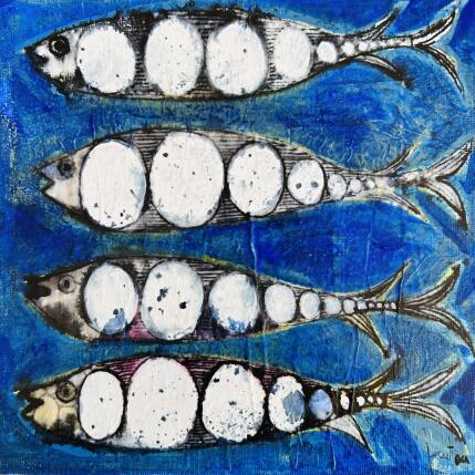 Peinture Couleur marine par Colombo Cécile | Tableau Art naïf Acrylique, Aquarelle, Collage, Encre, Pastel Animaux