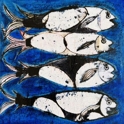 Peinture Ultra marine par Colombo Cécile | Tableau Art naïf Acrylique, Aquarelle, Collage, Encre, Pastel Animaux