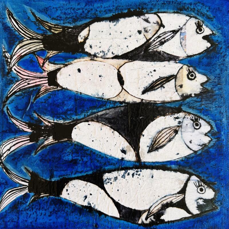 Pintura Ultra marine por Colombo Cécile | Pintura Arte naïf Animales Acuarela Acrílico Collage Ink Pastel