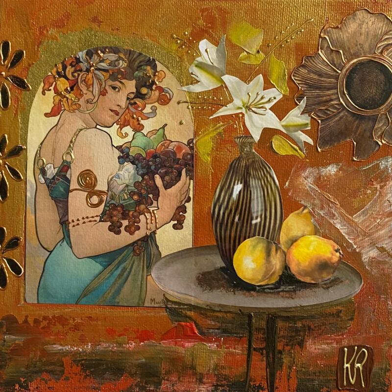 Peinture Le goût du vin  par Romanelli Karine | Tableau Figuratif Acrylique Collage