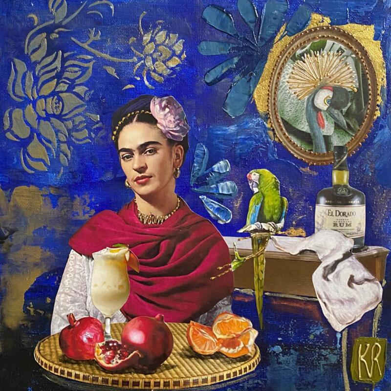 Peinture Pina colada  par Romanelli Karine | Tableau Figuratif Portraits Scènes de vie Acrylique Collage