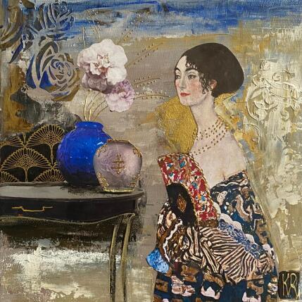 Peinture Delia  par Romanelli Karine | Tableau Figuratif Acrylique, Collage Portraits, Scènes de vie