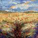 Peinture Champ de blé doré et coquelicots par Amblard Florence | Tableau