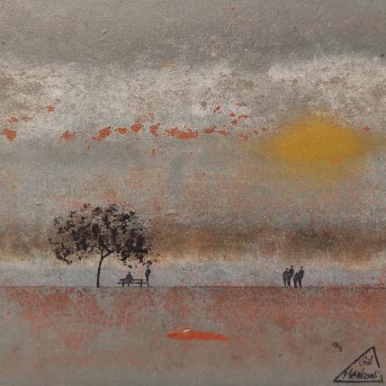 Peinture Deniela par Manconi Gil | Tableau Matiérisme Métal, Upcycling Paysages