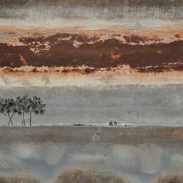 Painting Dounia by Manconi Gil | Painting Subject matter Metal, Upcycling Landscapes