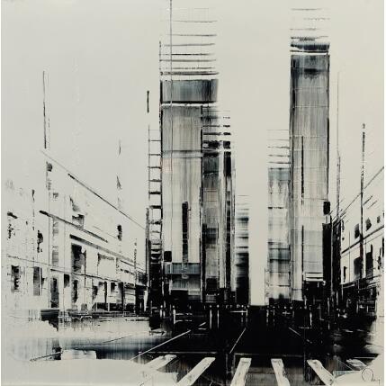 Painting Up town by Rey Julien | Painting Figurative Gold leaf