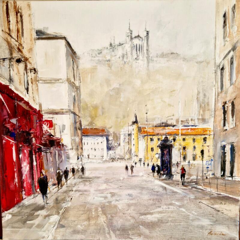 Peinture vue sur fourviere par Poumelin Richard | Tableau Figuratif Nature Huile Acrylique