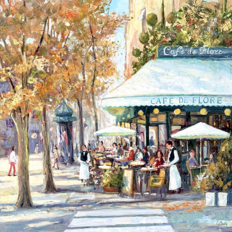 Painting Café de Flore by Dontu Grigore | Painting Figurative Urban Oil