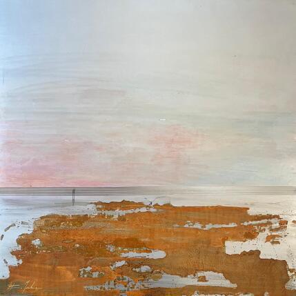 Peinture Couple à la plage  par Mahieu Bertrand | Tableau Figuratif Métal Paysages