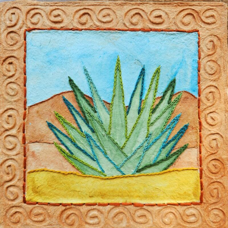 Painting Agave geometry by Vazquez Laila | Painting Figurative Landscapes Watercolor Textile