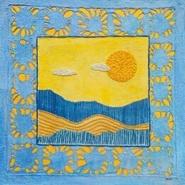 Peinture Magnificent sun par Vazquez Laila | Tableau Figuratif Aquarelle, Textile Paysages