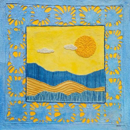 Painting Magnificent sun by Vazquez Laila | Painting Figurative Textile, Watercolor Landscapes