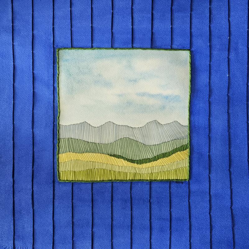 Painting Mountain echoes by Vazquez Laila | Painting Figurative Landscapes Watercolor Textile