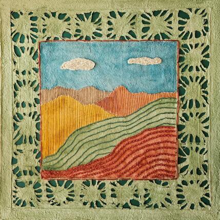 Painting The silent peaks by Vazquez Laila | Painting Figurative Textile, Watercolor Landscapes