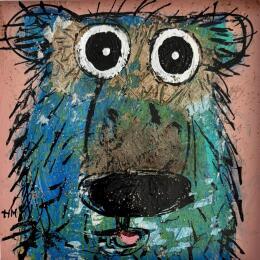 Painting L’ours bleu by Maury Hervé | Painting Raw art Acrylic, Ink Animals