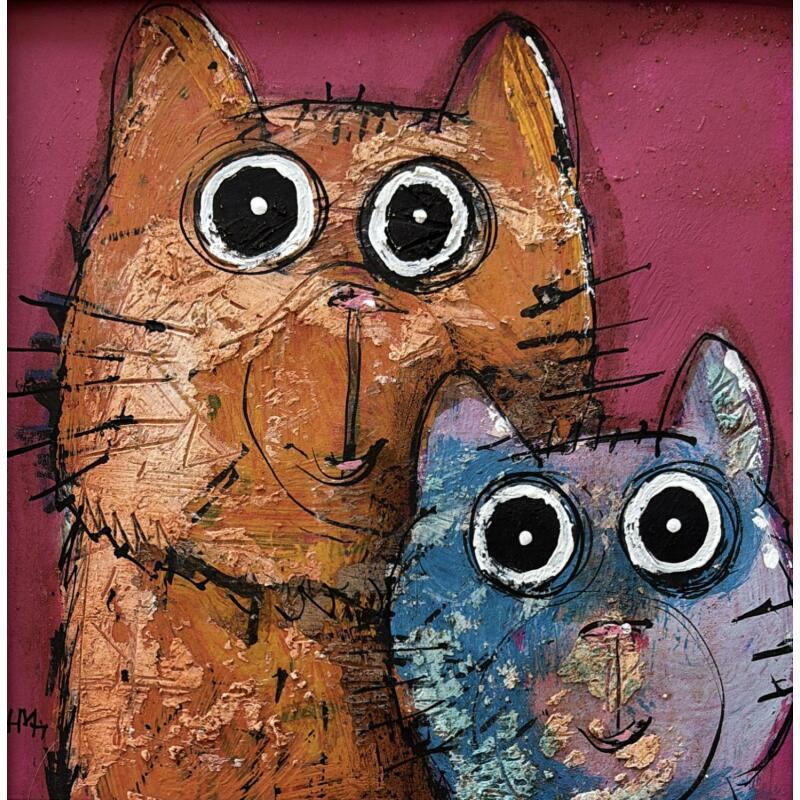 Peinture Big Love par Maury Hervé | Tableau Art Singulier Animaux Acrylique Encre