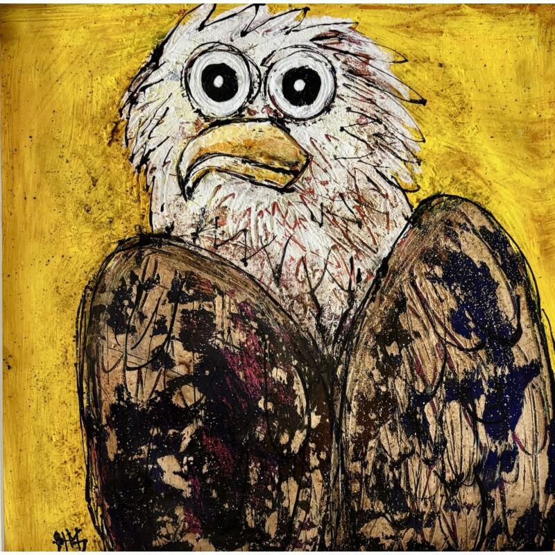 Painting Aigle féroce! by Maury Hervé | Painting Raw art Animals Acrylic Ink
