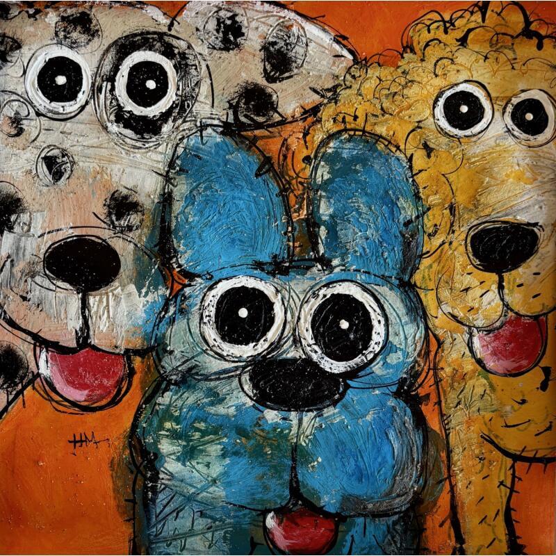 Painting Les trois Amis by Maury Hervé | Painting Raw art Animals Acrylic Ink