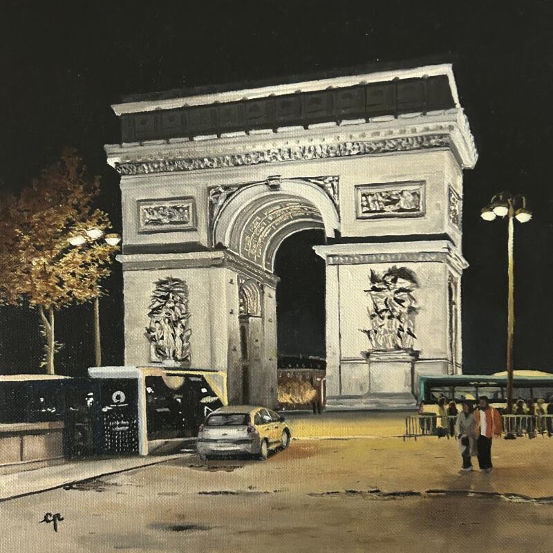 Peinture L'Etoile dans la nuit par Poulain Clément | Tableau Figuratif Urbain Architecture Huile